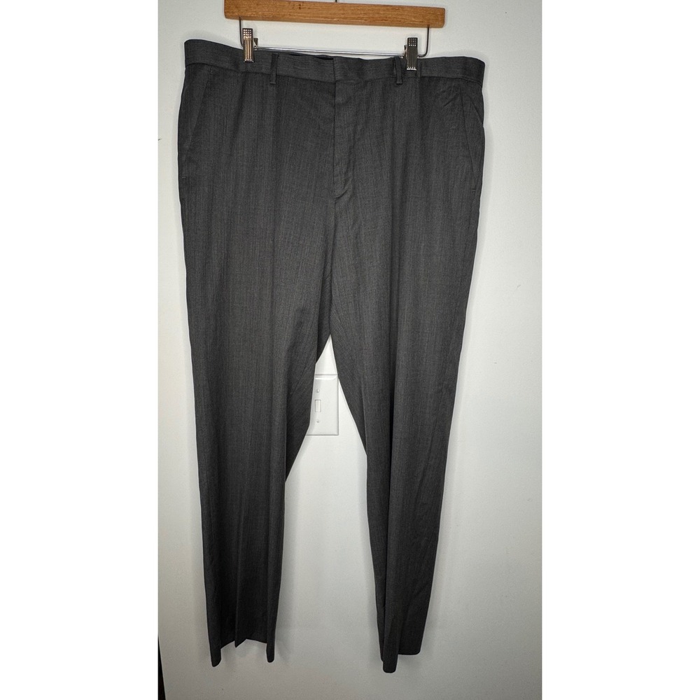 Calvin Klein Men Dress Pants 38x32 Gray Wool Blend Flat Front Straight Leg Pants
